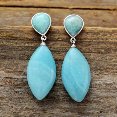 Snow Queen Amazonite Teardrop Earrings-Your Soul Place